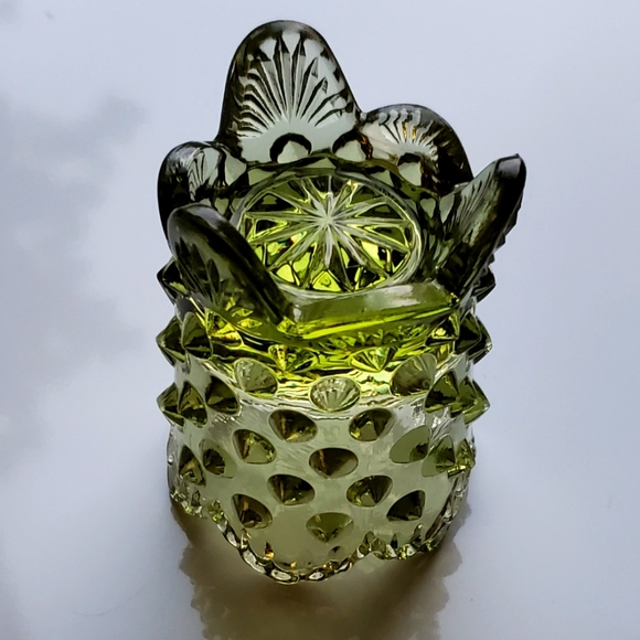 Vntg Fenton Green Hobnail Toothpick Holder / Decor Accent - Picture 6 of 10